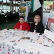 Red Cross volunteers Joyce Fate and Caroline Grant